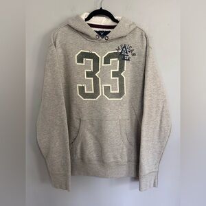 American Eagle 33 Graphic Hoodie XL Gray Varsity Y2K Streetwear Skater Grunge
